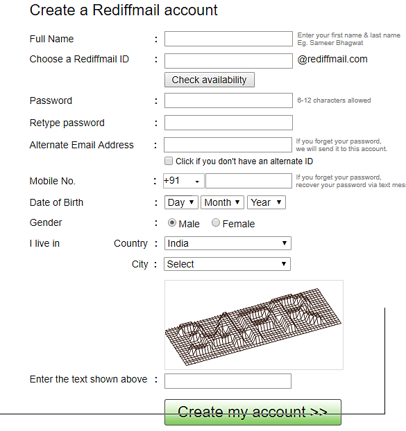 Rediffmail Sign In Signup Account