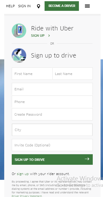  Uber Ride Sign Up