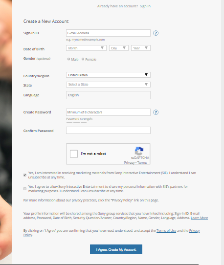 Create PSN Play Station Account - PSN Sign Up - PSN Registration